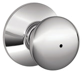 Schlage Plymouth Series F40 PLY 625 Privacy Lockset, Round Design, Knob Handle, Bright Chrome, Metal, Interior Locking